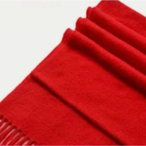 Red Fleece Scarf 60" X 8" 100% Polyester - Picture 2 of 6
